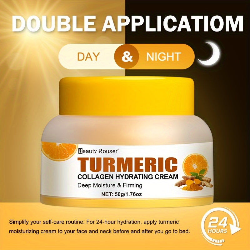 Turmeric & Collagen Hydrating Cream - 1.76oz | Deep Moisture for All Skin Types | Vitamin C & Niacinamide Infused