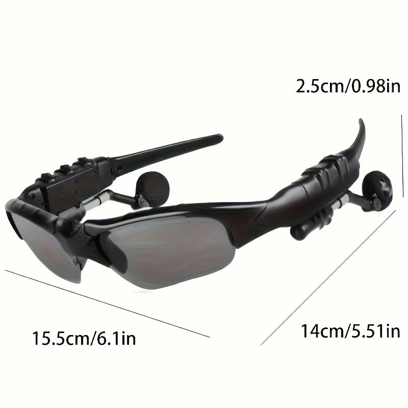 Multi-Functional Wireless Glasses 2-in-1 Headset with Mic USB Charging, 55mAh Rechargeable Polymer Battery, Driving Eyewear for Cycling Travel Outdoor Activities