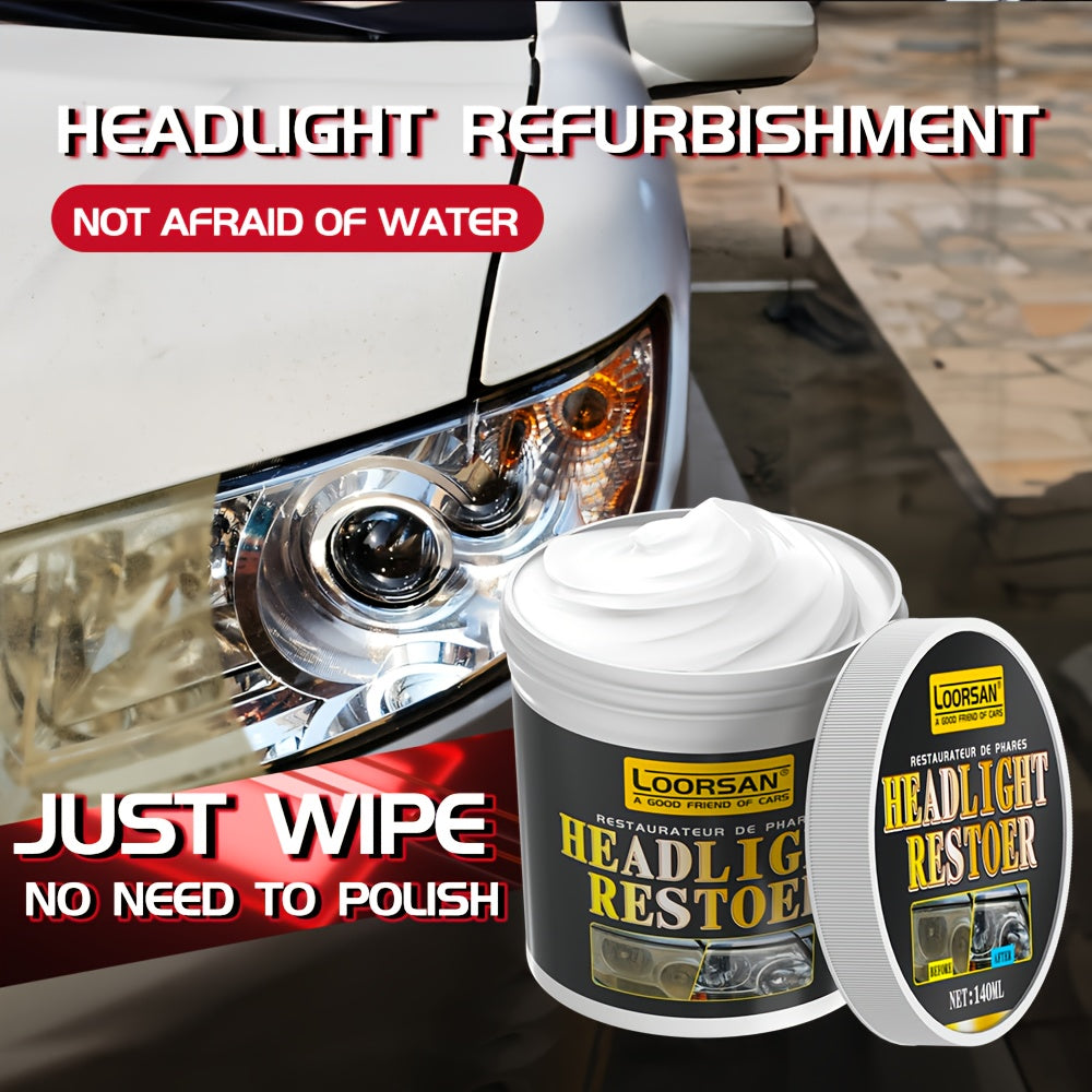 4.73oz Universal Headlight Restoration Kit - Car Headlight Polish Paste - Removes Oxidation, Restores Clarity, Easy Application,