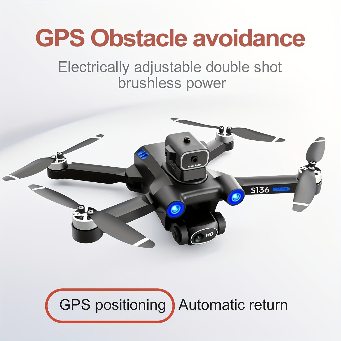 ProFlight S136 4K GPS Drone - Longest Flight Time, Optical Flow, 5G Transmission, Brushless Motors, Intelligent Follow Me, Auto Return Home, 2 Batteries, Handbag - Foldable FPV RC Quadcopter