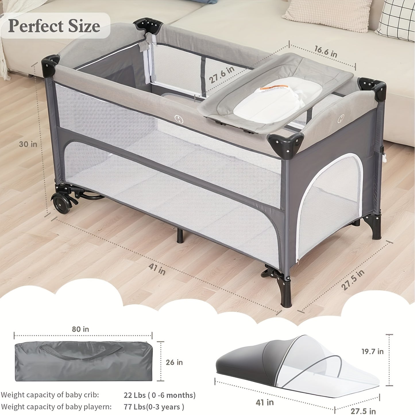 5 In 1 Baby Bassinet Bedside Sleeper - Beside Bassinet With Diaper Changer, Mattress, Bedside Crib With Storage,